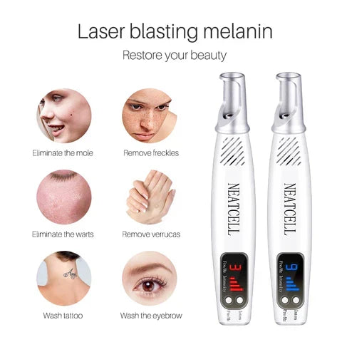 Modern skin care device: unisex laser pen for effective tattoo, mole, & freckle spot removal.