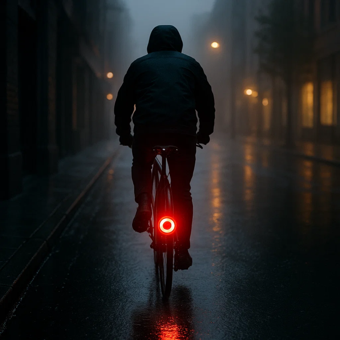 Commuter-friendly LED bicycle rear light, waterproof, with smart brake sensing for daily rides.