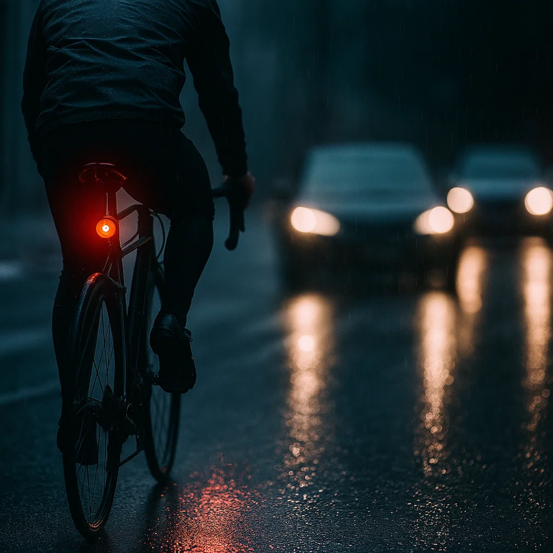 Durable, waterproof LED bike tail light with brake sensing & multiple flash modes for all-weather safety.