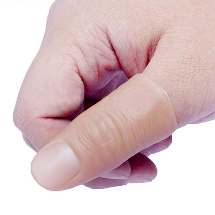 Close-up of LED finger light glowing brightly, essential for a magic illusion prop
