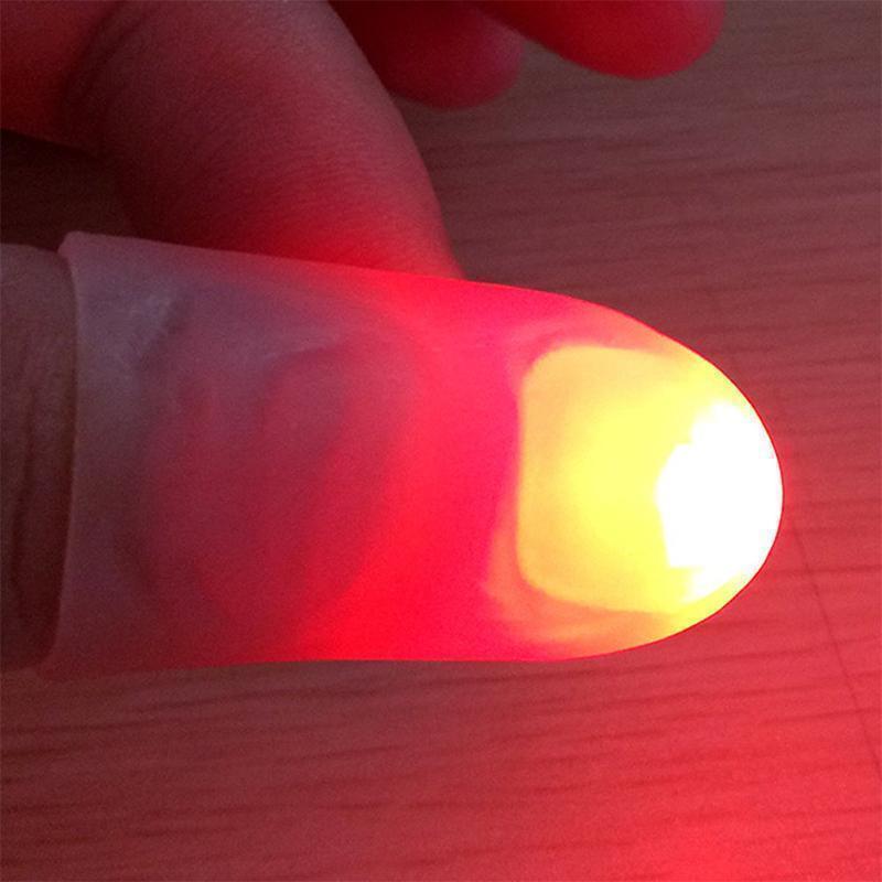 Variety of LED finger lights in different colors, ideal for illusion magic and novelty play