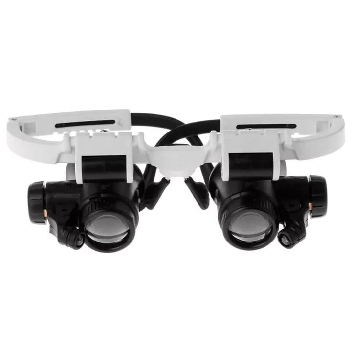 Detailed view of LED magnifying glasses showing multi-power lenses and bright integrated illumination.