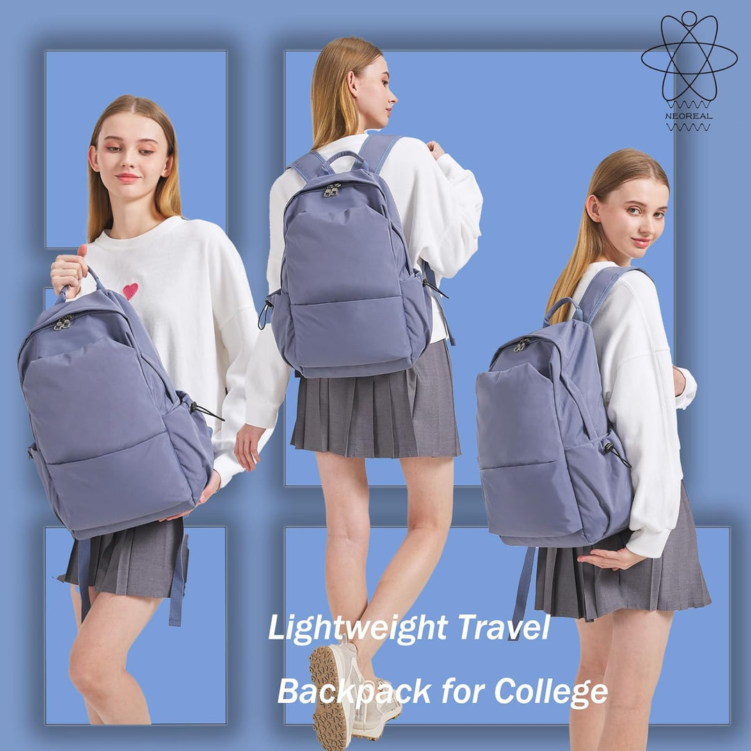 Compact multi-pocket water-resistant backpack, 15.6" laptop, lightweight, unisex.
