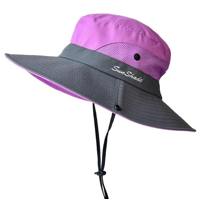 Unisex lightweight foldable UV sun protection travel hat with wide brim for outdoor adventures.