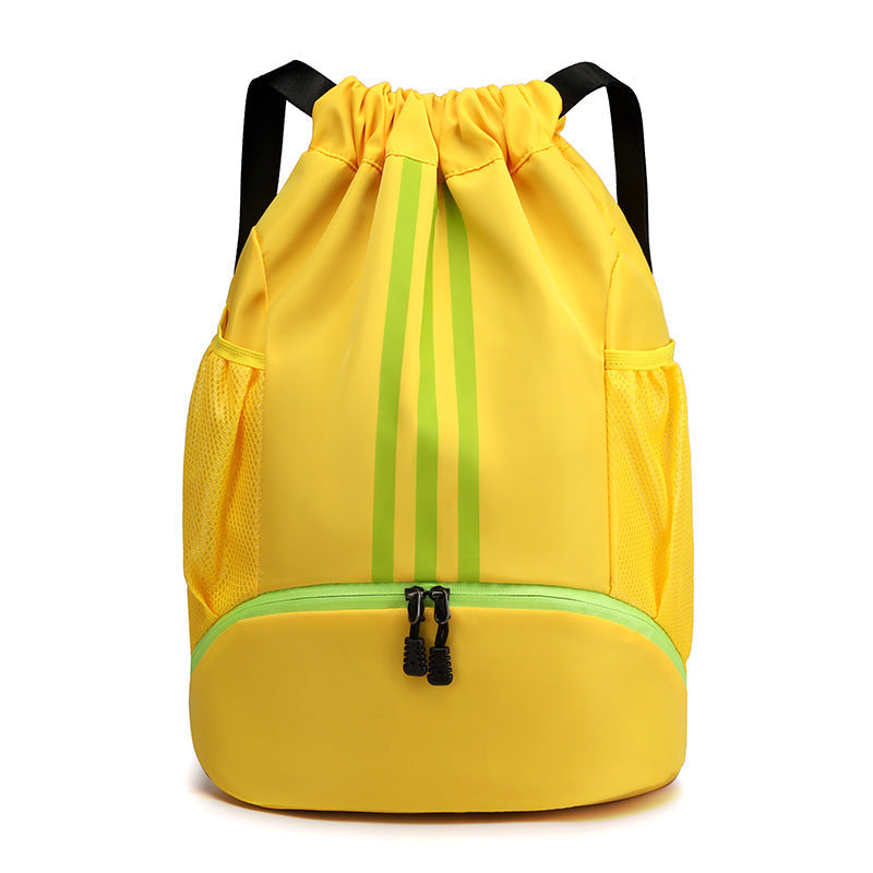 Versatile black nylon drawstring backpack, lightweight and suitable for various activities.