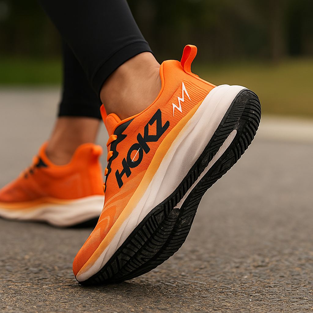 Top-down view of ergonomic unisex running shoes, offering lightweight comfort for active lifestyle.