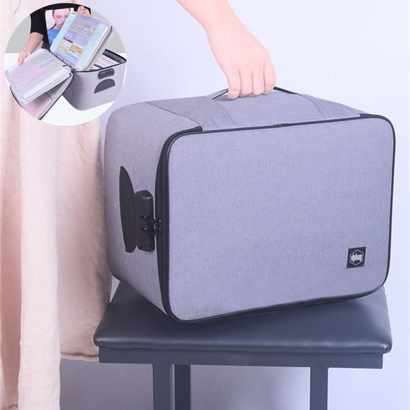 Waterproof & lockable document organizer case with multi-layer design for secure storage of important documents.