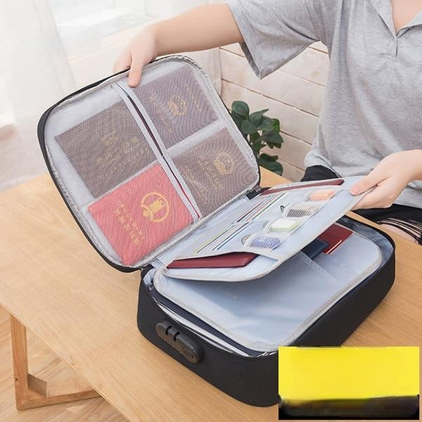 Compact waterproof document safe. Portable & lockable valuable storage solution for home, office or travel.