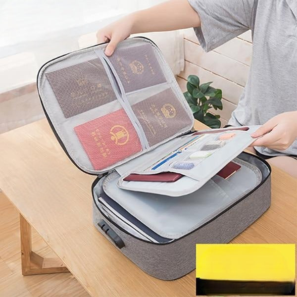 Unisex lockable file organizer. Waterproof document storage case for important papers, certificates & valuables.