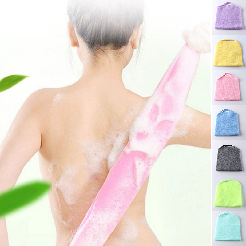 Unisex long handle back scrubber towel, exfoliating, blue color, for shower