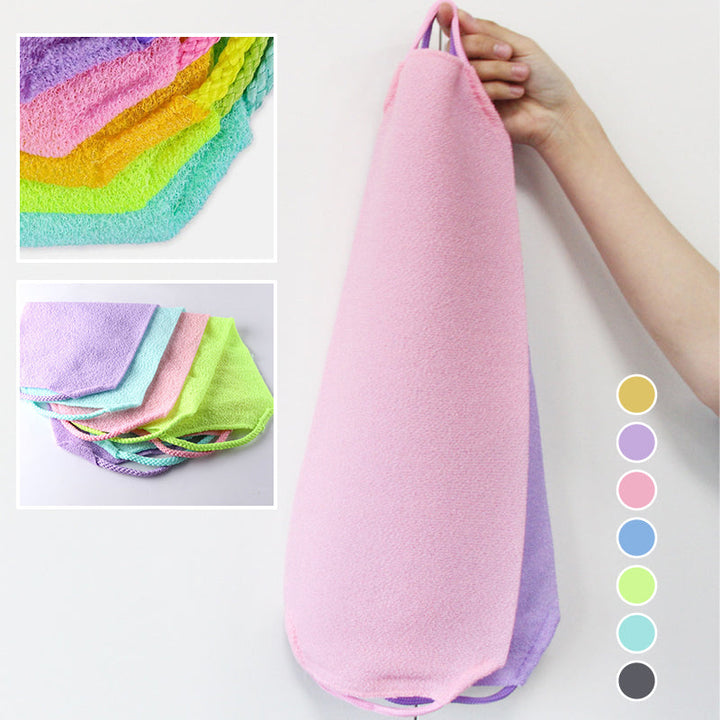 Close-up of textured exfoliating towel for back scrubbing, personal hygiene
