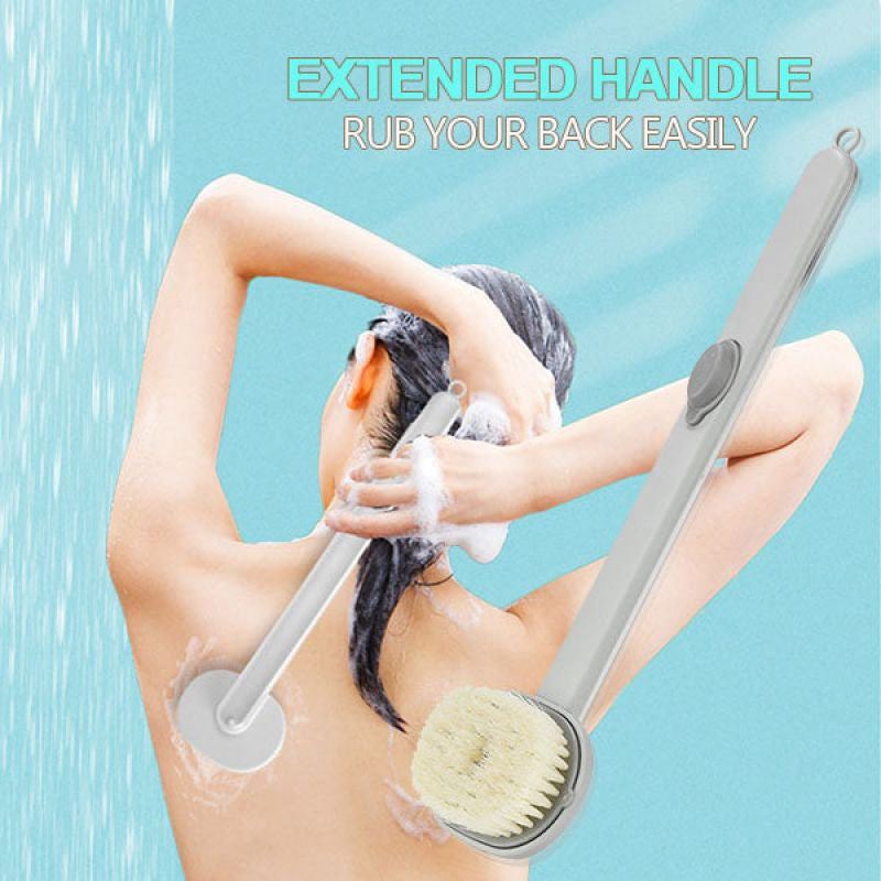 Ergonomic long handle back scrubber bath brush for easy reach and deep cleaning