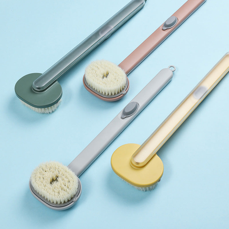 Durable bathroom cleaning brush with long handle for full body skin care