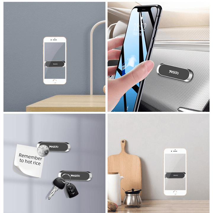 Unisex car phone holder with magnetic base, secure smartphone mount, mobile accessory