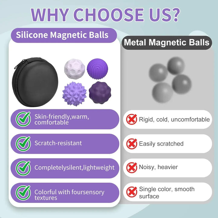 Portable CalmiSphere magnetic fidget set. Enhances focus, provides calm, & offers anxiety relief on the go.