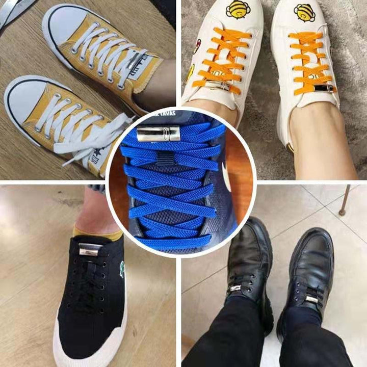 Various colors of magnetic shoelace clips displayed, suitable for customizing shoes