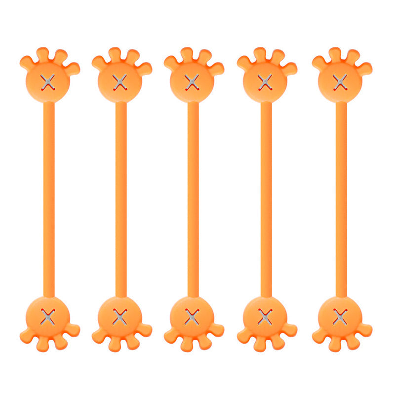 Unisex magnetic silicone cable organizer clips package, indicating 5 pieces in assorted vibrant colors.