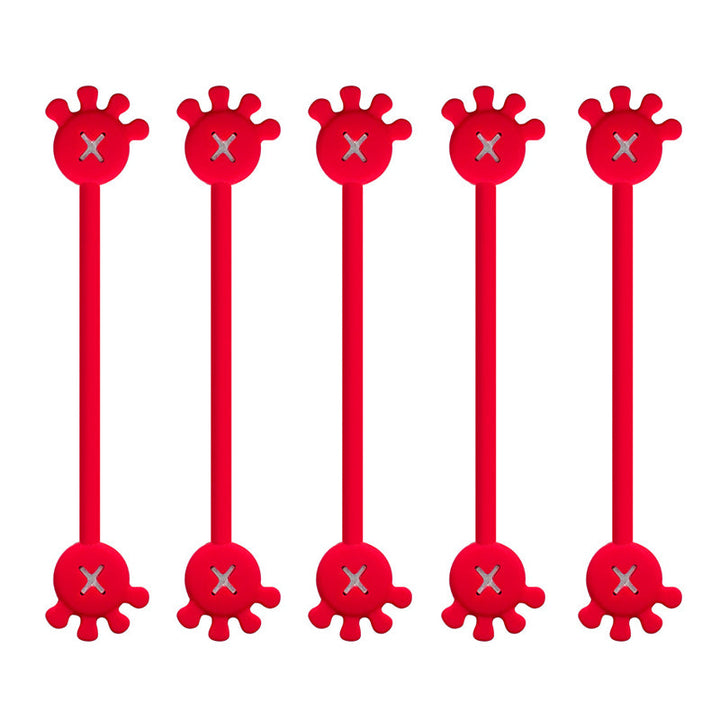 Magnetic silicone cable organizer clip in pink, a vibrant desk accessory for stylish cord management.