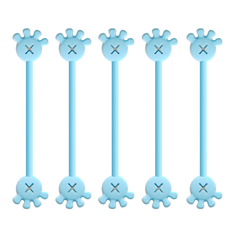 Unisex magnetic silicone cable organizer clip in aqua blue, keeping earbud cords tangle-free.