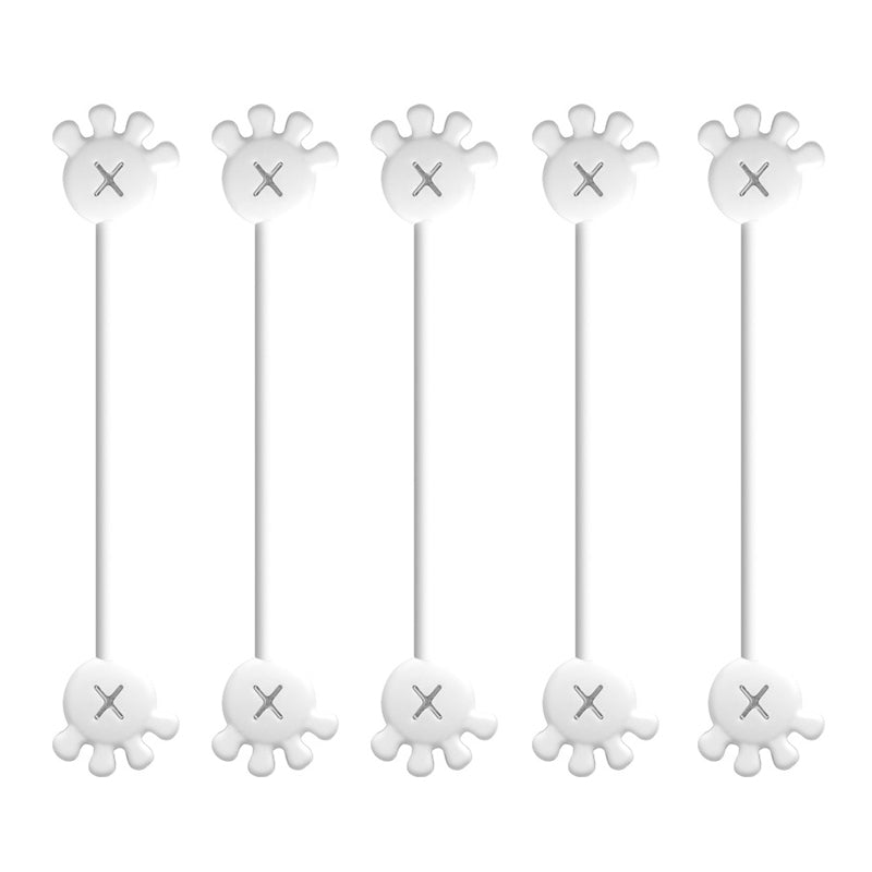 Magnetic silicone cable organizer clip, black, discreetly managing cables behind a TV setup.