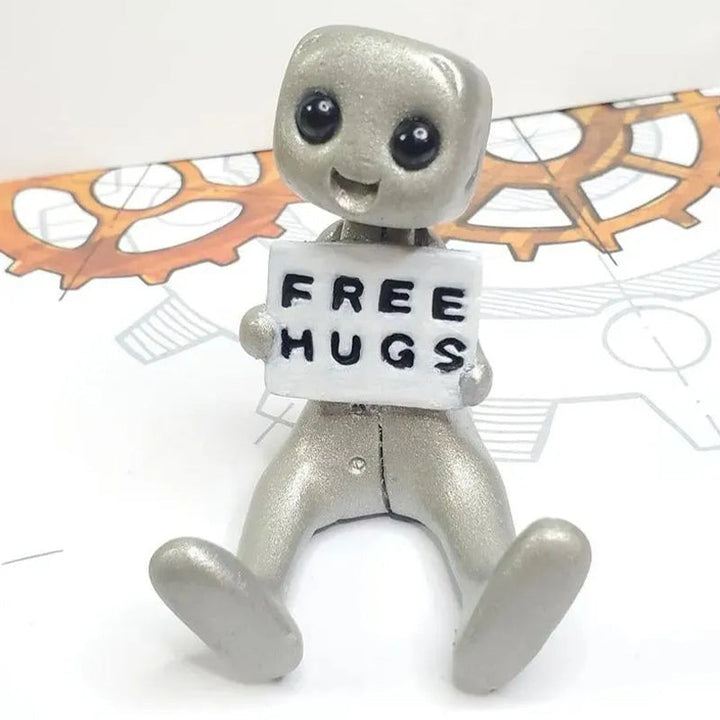 Wellness robot desk decor, a charming resin figure promoting mental well-being