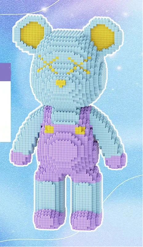 Micro block bear construction, a unique pixel art model kit for creative minds.