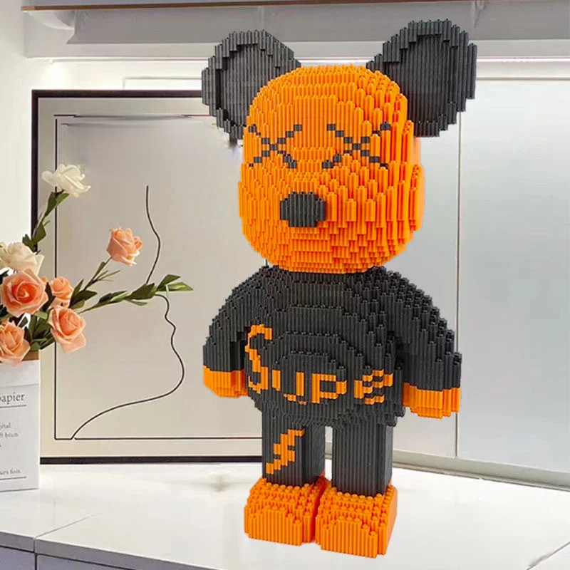 Unassembled Micro Block Bear Model Kit, a challenging building toy for a creative gift.