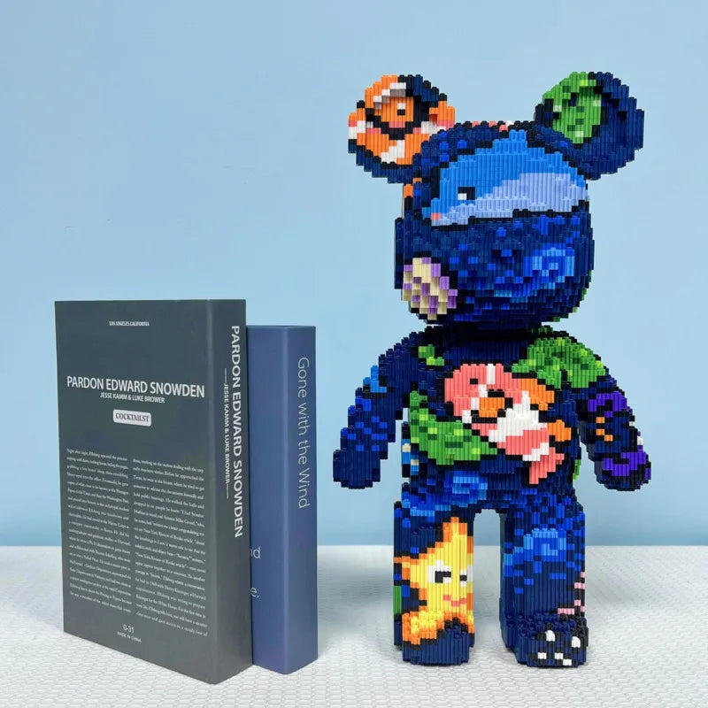 Colorful Micro Block Bear building set, perfect for kids & adults, a creative display piece.