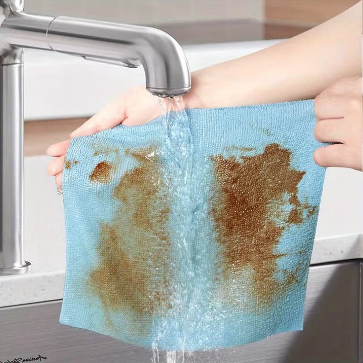 Pack of 5 unisex microfiber cloths, essential for versatile home cleaning.