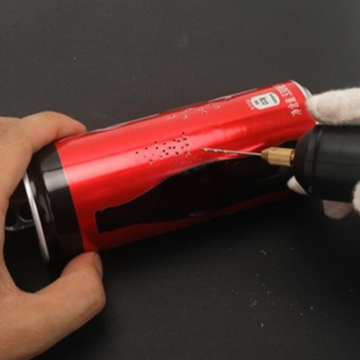 Assortment of interchangeable heads for the mini electric rotary tool, showcasing its drilling and engraving capabilities.