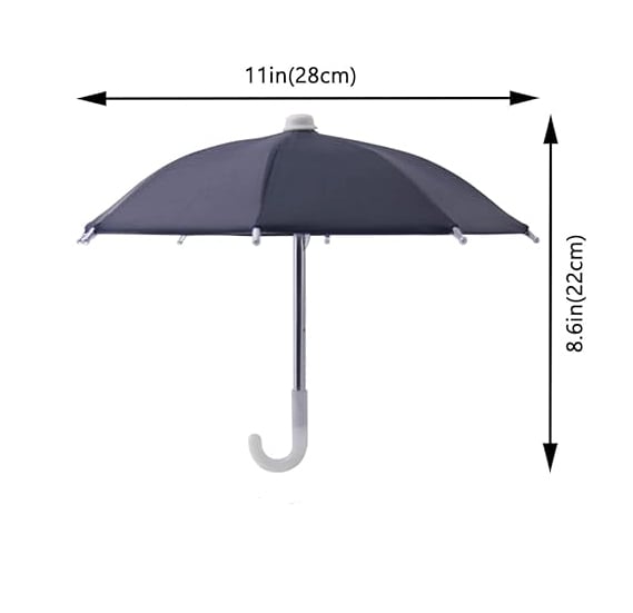 Weatherproof mini phone umbrella, suctions securely, offers sun shade & mobile stand capabilities