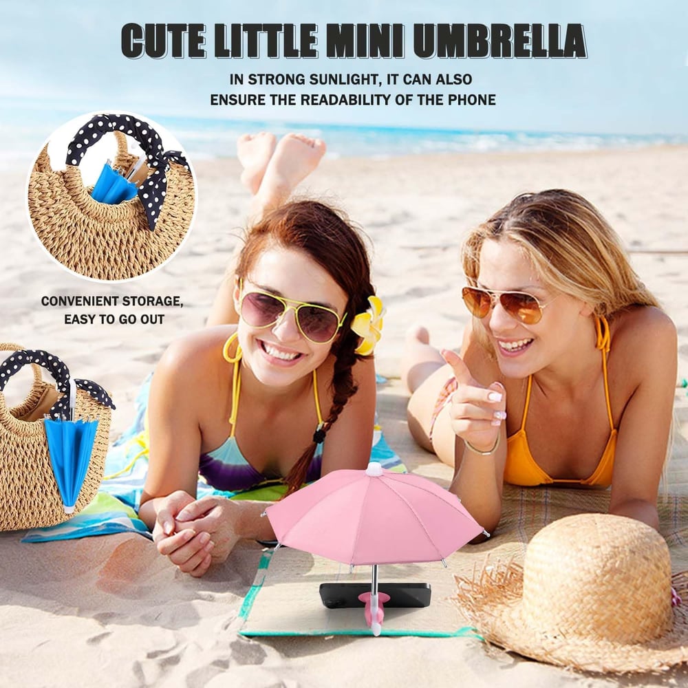Compact miniature umbrella for phone, UV protection & anti-glare, tech gift accessory