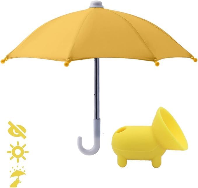 Decorative and practical mini phone umbrella, suction cup stand for easy installation, weatherproof