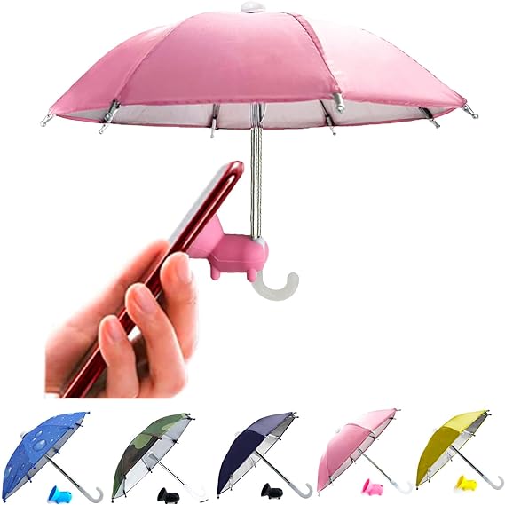 Stylish mini phone umbrella, black color, with secure suction cup mount, anti-glare function