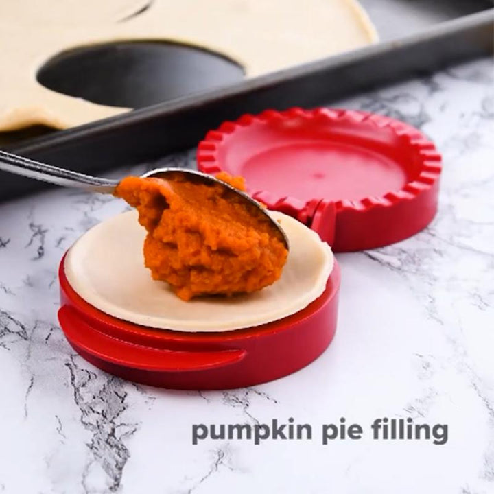 Unisex Mini Pie Press & Dough Cutter Set for perfectly shaped small dessert or savory pies, dishwasher safe