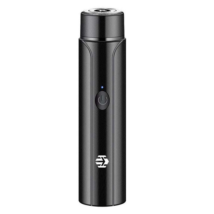 Mini electric shaver, highlighting its durable build and unisex appeal for grooming