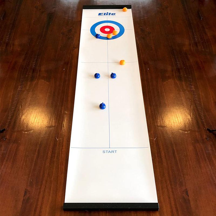 Unisex mini tabletop curling game set for family fun, indoor play, and parties, with colorful curling stones.