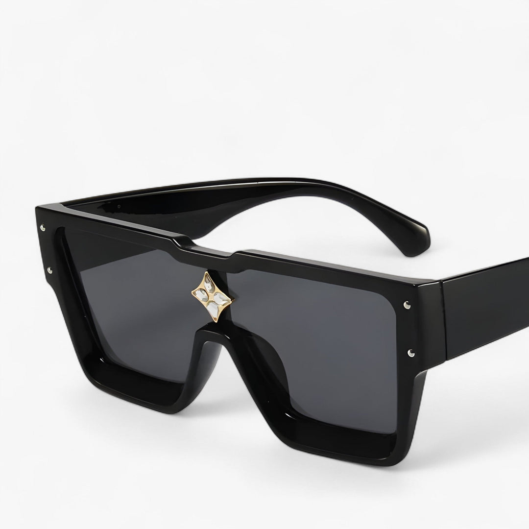 Unisex mirrored punk sunglasses with edgy futuristic angular frames, perfect for street style fashion.