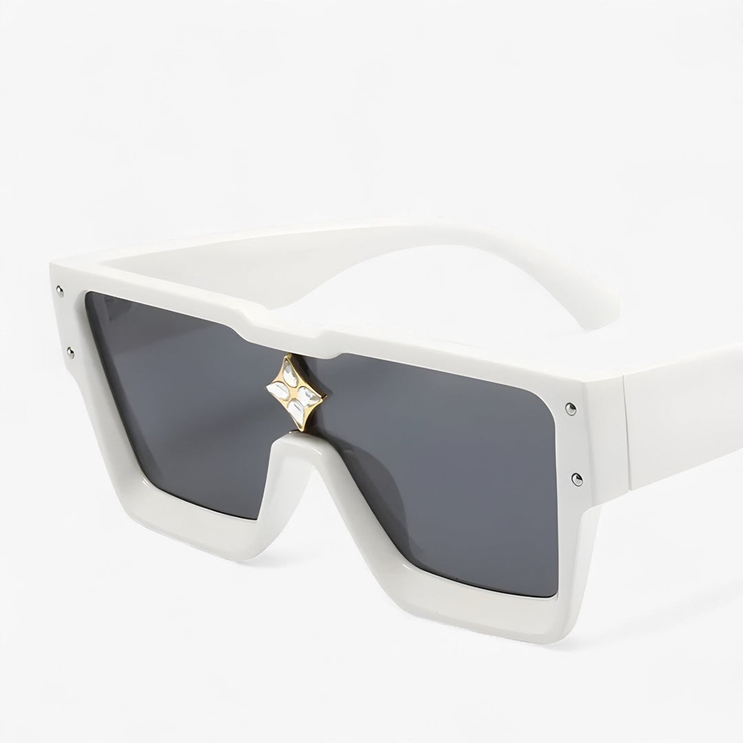Unisex mirrored punk sunglasses, edgy and futuristic. Trendy angular frames provide UV protection for street style.