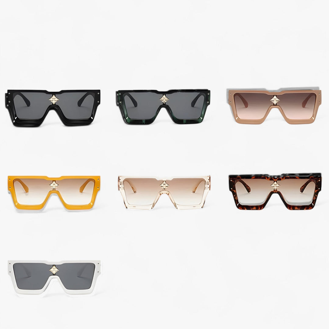 Bold mirrored punk sunglasses. Unisex edgy futuristic eyewear with angular frames, a trending statement accessory.