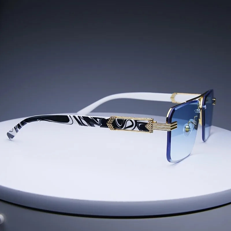 Detailed shot of the nose bridge and pads on unisex aviator sunglasses, ensuring comfortable fit, metal frame.