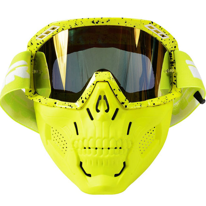 Protective unisex motorcycle goggles, designed to comfortably fit over helmets for diverse biking adventures.