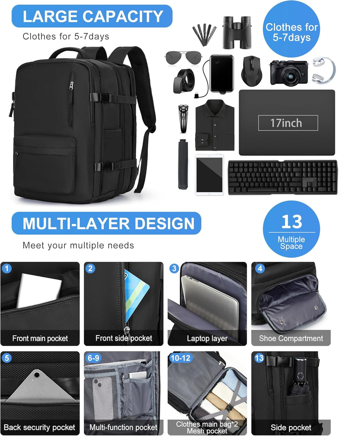 Multi-use laptop carry bag for work, school, or travel, featuring an organizer interior.