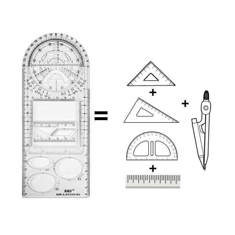Geometric drawing ruler, multifunctional, for students & artists - perfect for math, design, and office use.
