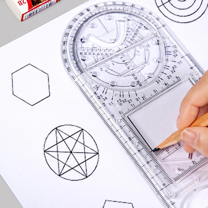 Student's geometric drawing ruler, unisex & multifunctional, for accurate drafting & design work. made with durable plastic.
