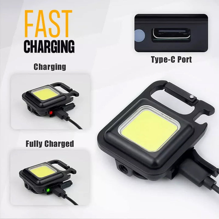 Durable, rechargeable keychain light, perfect for outdoor adventures and utility