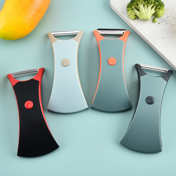 Unisex multifunctional kitchen peeler set with three different blades for vegetable and fruit prep.