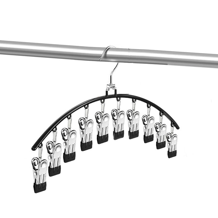 Practical stainless steel clothes hanger, ideal for keeping trousers and skirts wrinkle-free and tidy.