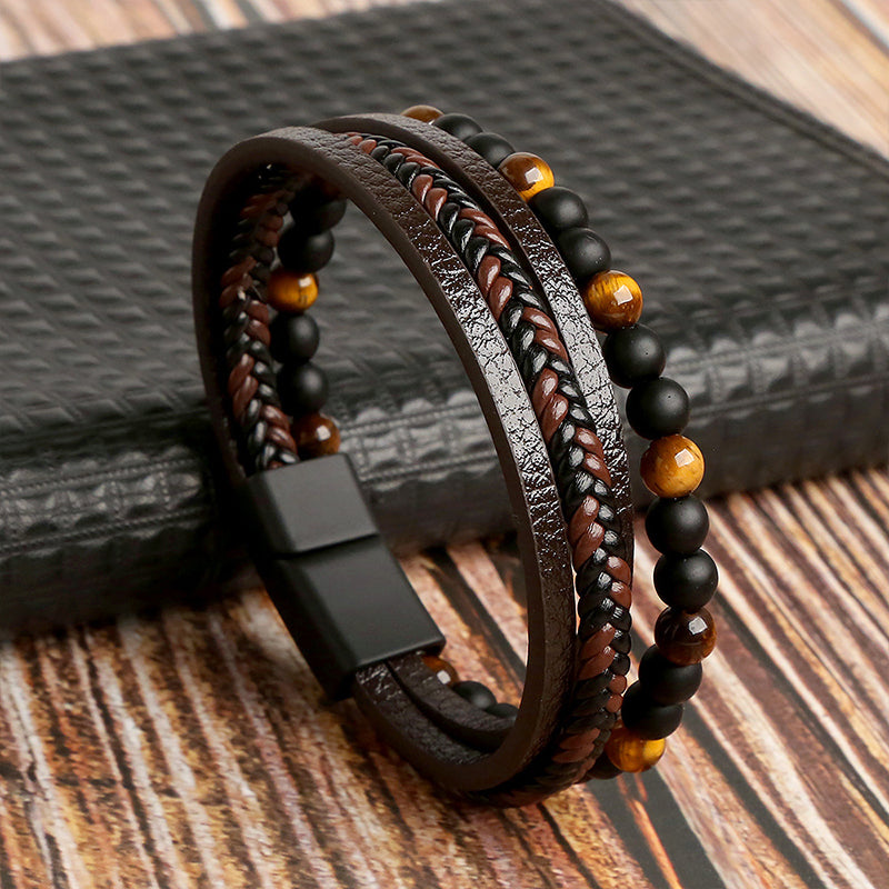 Obsidian healing crystal bracelet with magnetic closure, modern and versatile fashion accessory