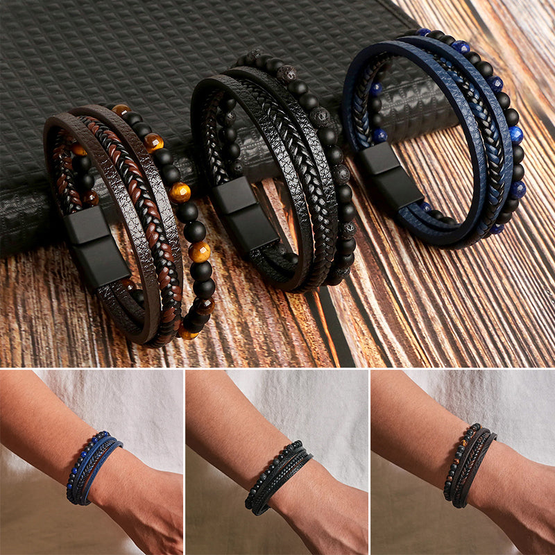 Magnetic obsidian bracelet for stress relief & meditation, worn on a wrist, fashion accessory
